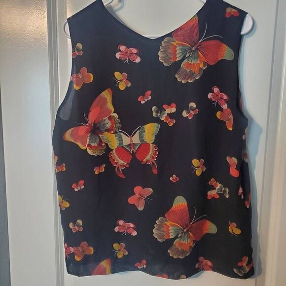 Morgan Cole Butterfly Silk Blouse Tank top  Medium - Picture 3 of 7